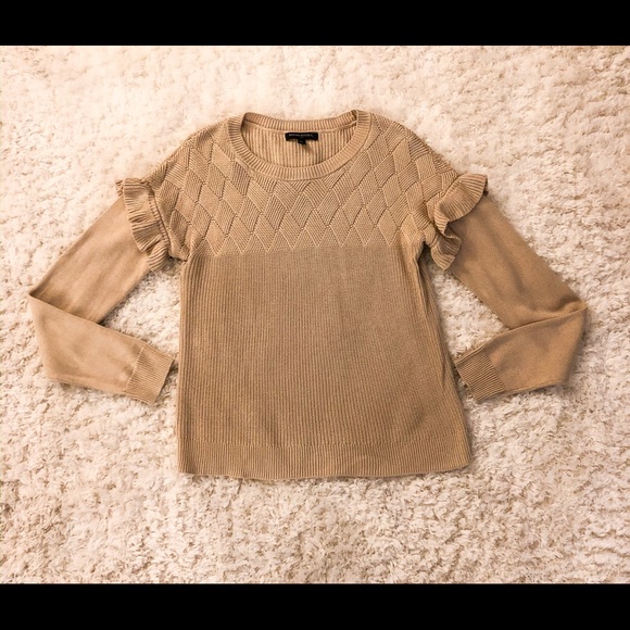 Banana Republic Tan Ruffle Sleeve Knit 